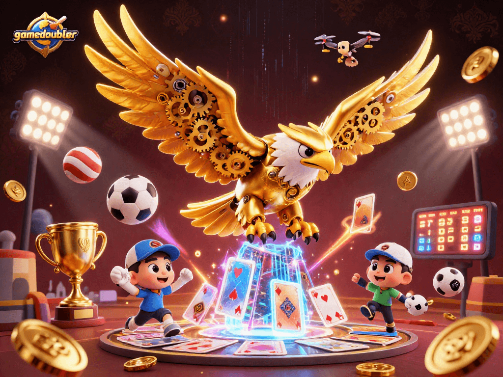 Experience exciting gameplay at gamedoubler with dynamic flying sports balls and engaging 3D casino elements.