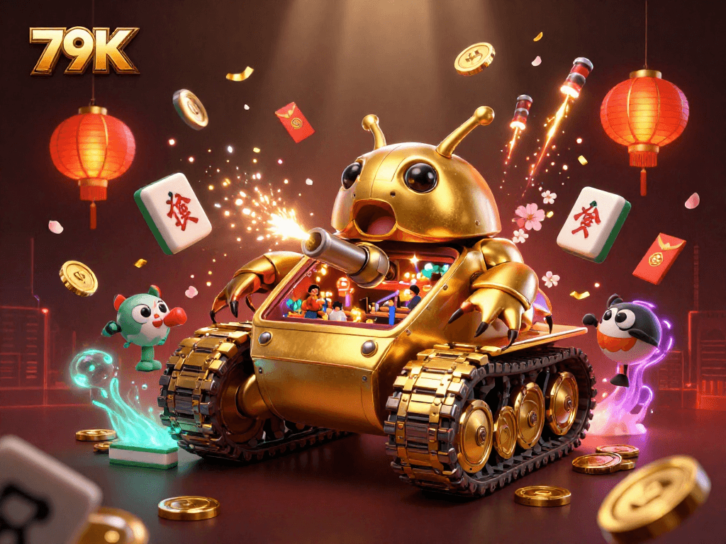 Aposte no 79K com uma vibrante ilustração de cassino digital 3D repleta de detalhes e diversão.