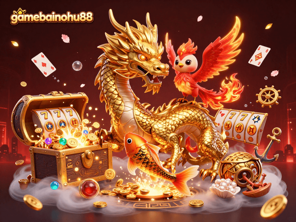 Engage in thrilling gameplay with gamebainohu88, featuring dazzling dragons in a treasure-filled adventure.