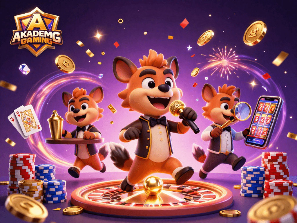 Join the fun at AKADEMIGAMING with lively hyenas entertaining at a comedy casino!
