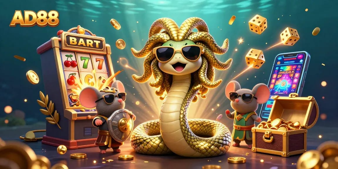 Play exciting games at AD88 with Medusa, a warrior mouse, and dynamic casino elements.