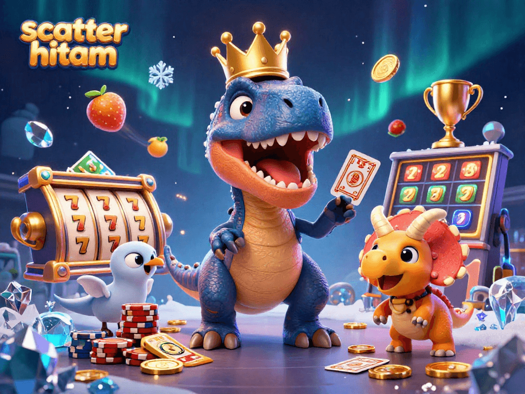 Play scatter hitam with vibrant characters and dynamic slot elements in a thrilling casino scene.