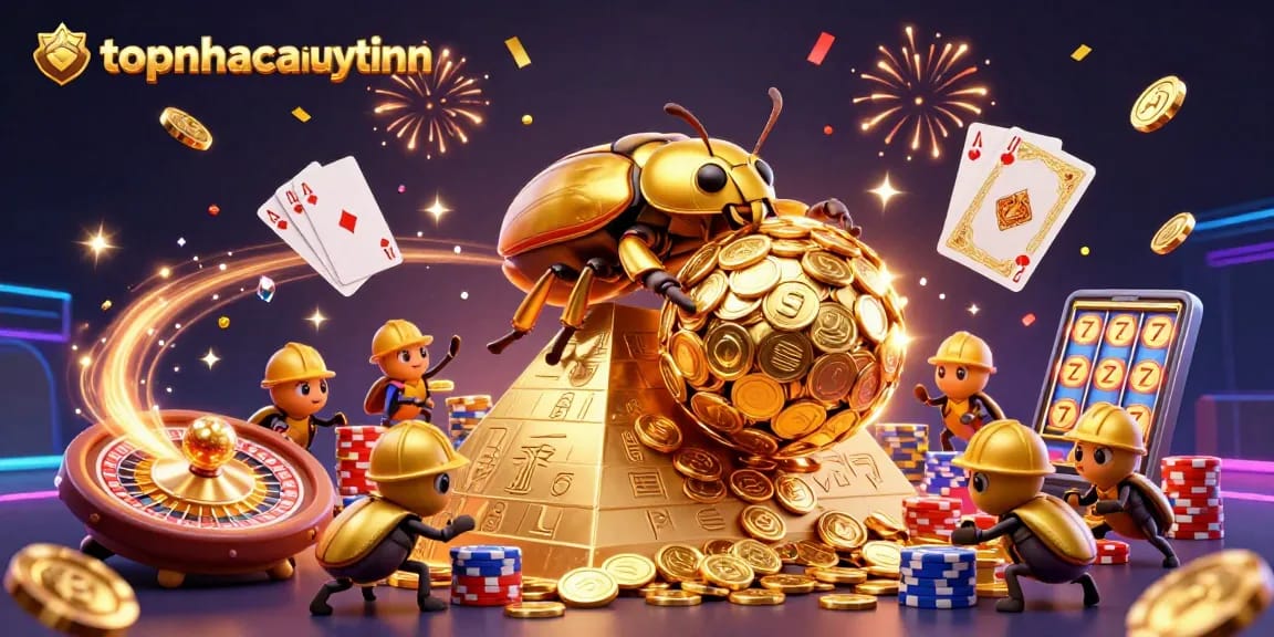 Engage in thrilling gaming action with topnhacaiuytinn by winning with golden beetles and casino symbols!