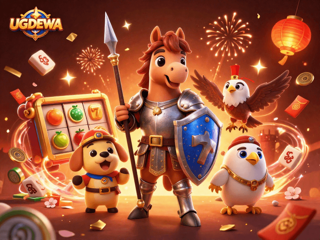 Experience gaming excitement with UGDEWA's vibrant slots scene featuring dynamic action and colorful elements.