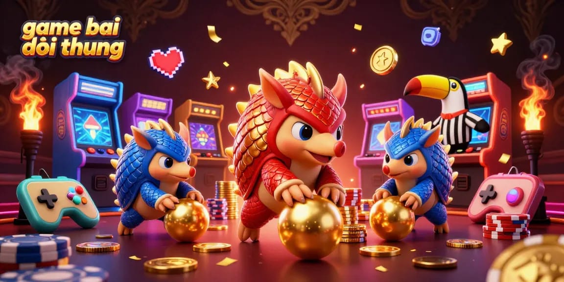 Engaging gameplay in game bai doi thuong as rival pangolins bowl through poker chips.