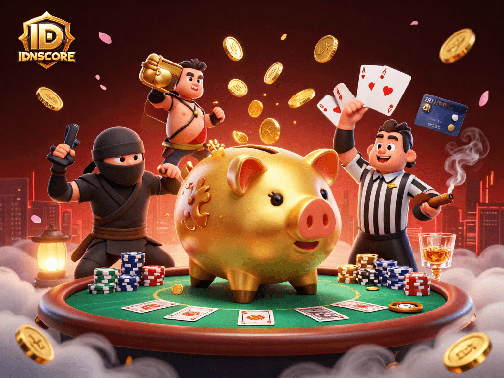 Engage with IDNSCORE's exciting loyalty rewards in a vibrant casino scene.