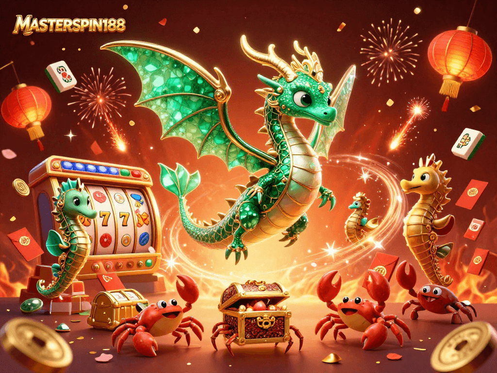 Experience the excitement of gaming with MASTERSPIN188 in a vibrant casino-themed 3D illustration