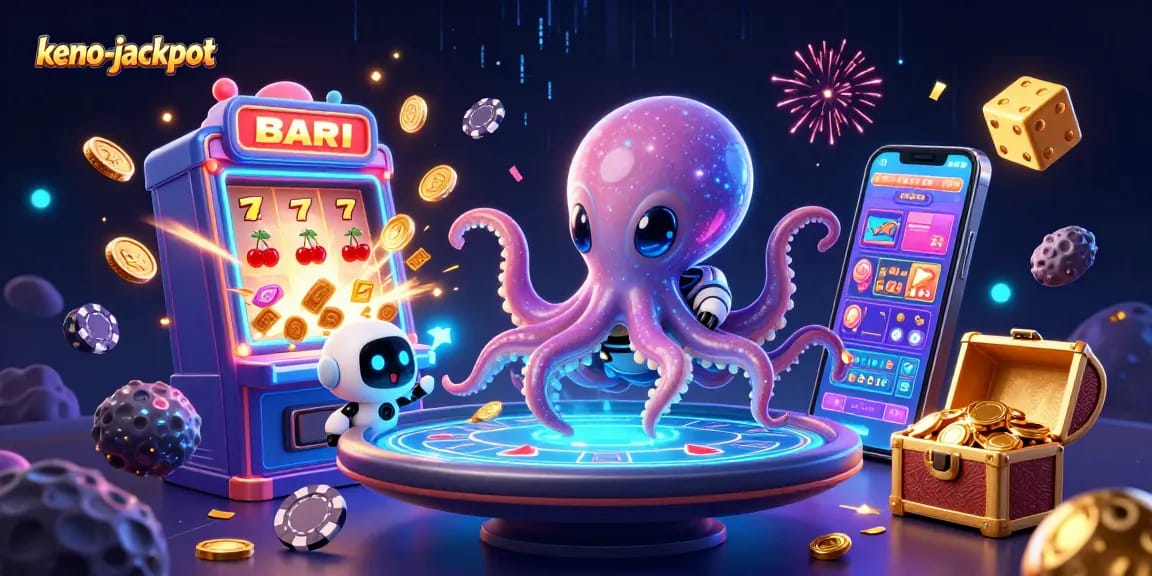 Spin the keno-jackpot with an alien octopus and robot at a holographic poker table