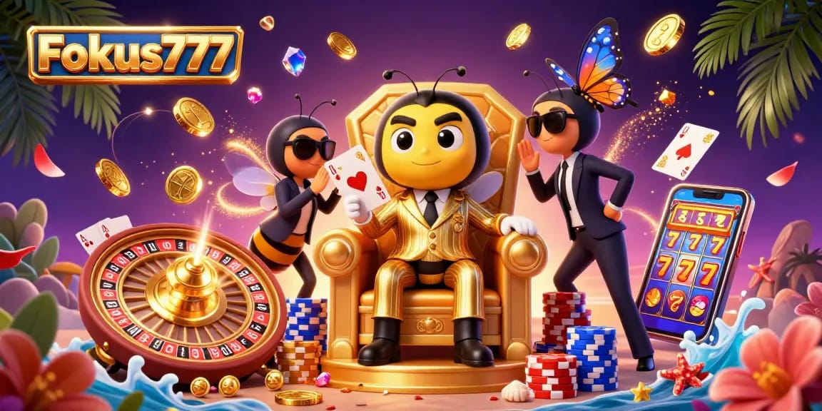 Experience thrilling gameplay with Fokus777 as the bumblebee mob boss leads a high-stakes adventure in a casino scene.
