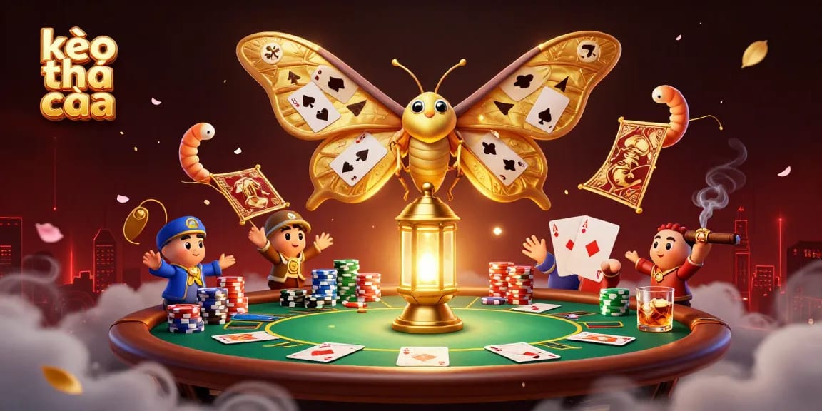 Bet on kèo nhà cái with captivating scenes featuring poker elements and a vibrant atmosphere.