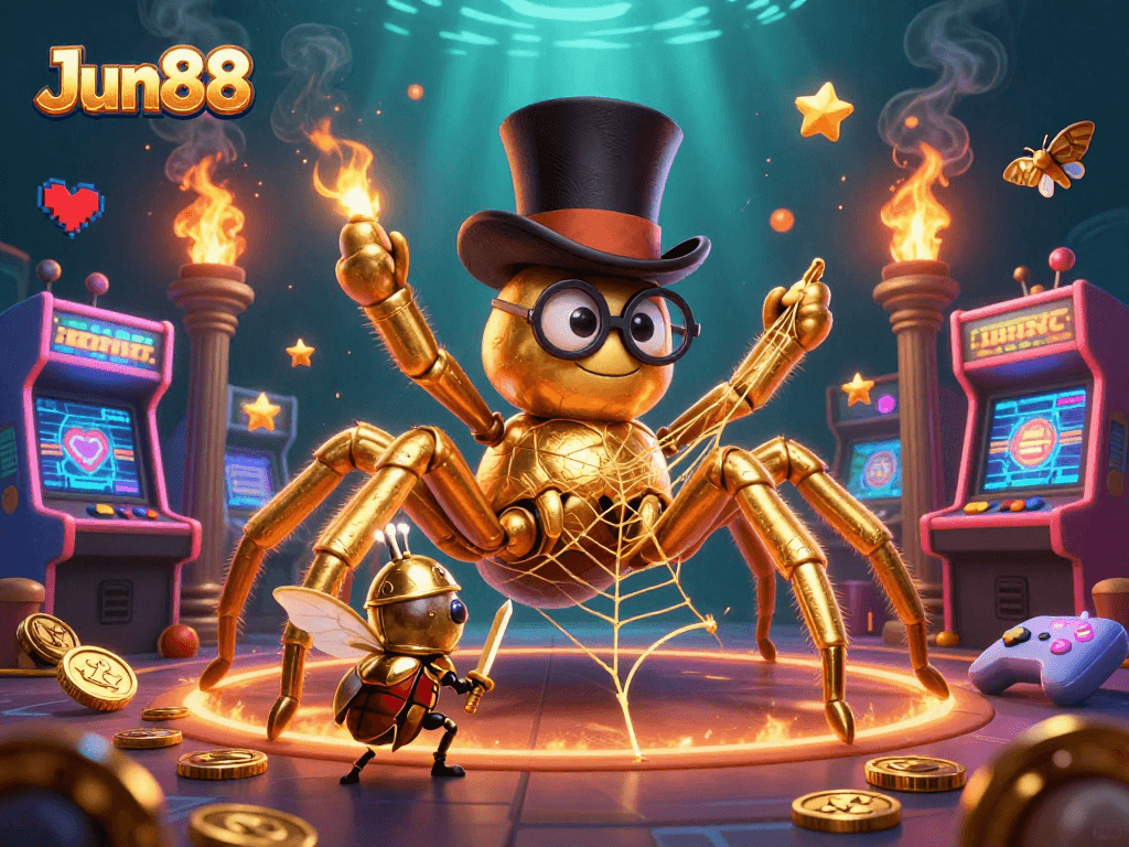 Engage with Jun88's thrilling atmosphere as characters interact in a vibrant casino scene.