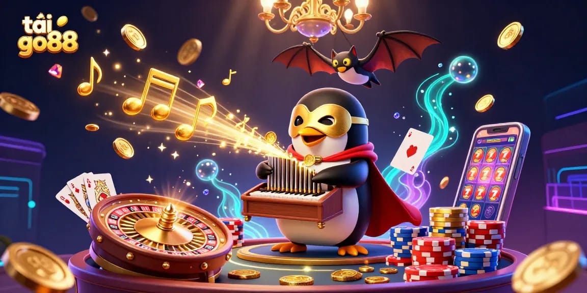 Experience the thrill of gaming with tải go88 featuring a penguin organist and dazzling casino elements.