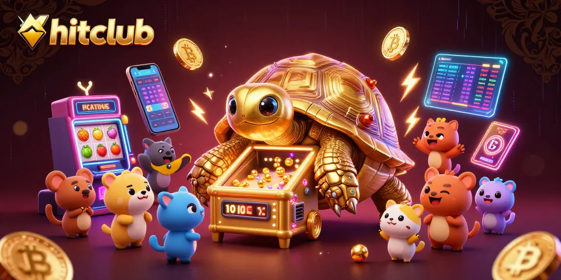 Engage with hitclub's exciting slot machine scene filled with vibrant game elements and crypto features.
