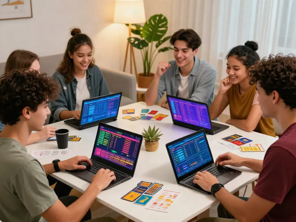 Exciting gaming moment with players enjoying unsurtoto Togel in a cozy living room.