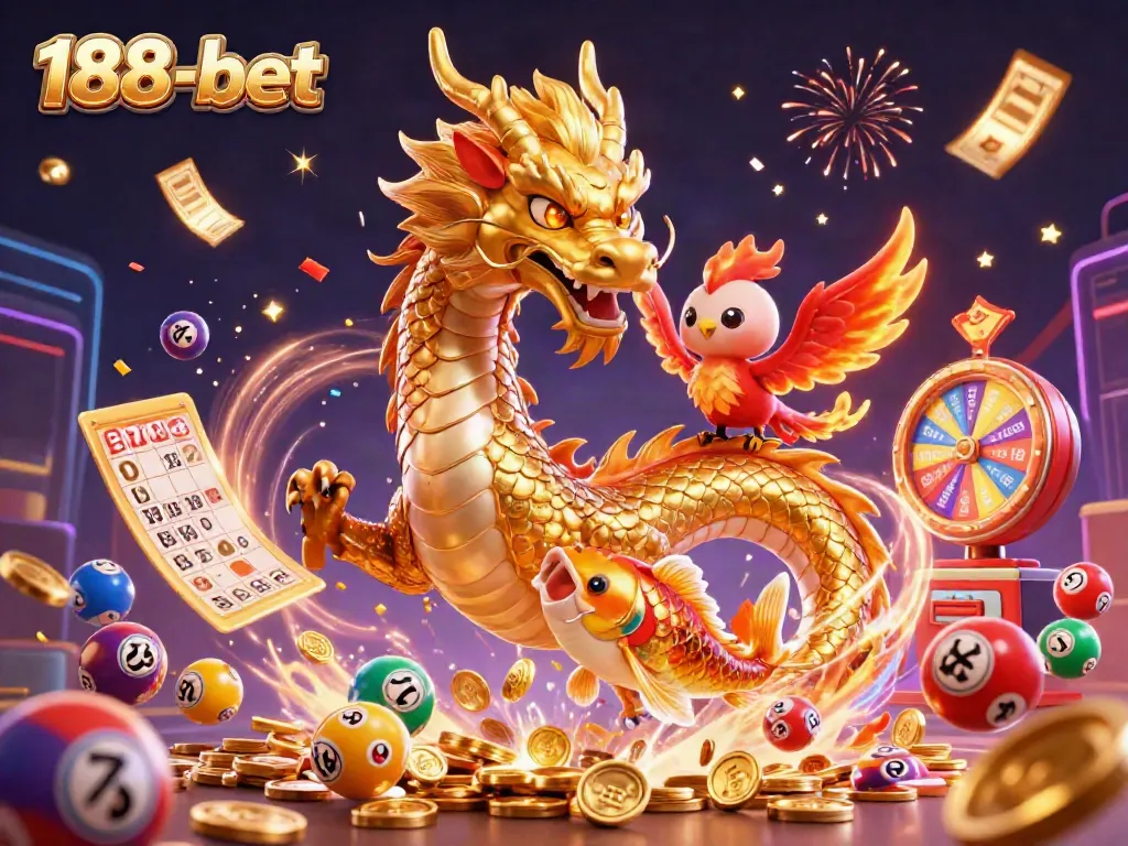 Experience thrilling wins with vibrant elements in 188-bet's captivating illustration.