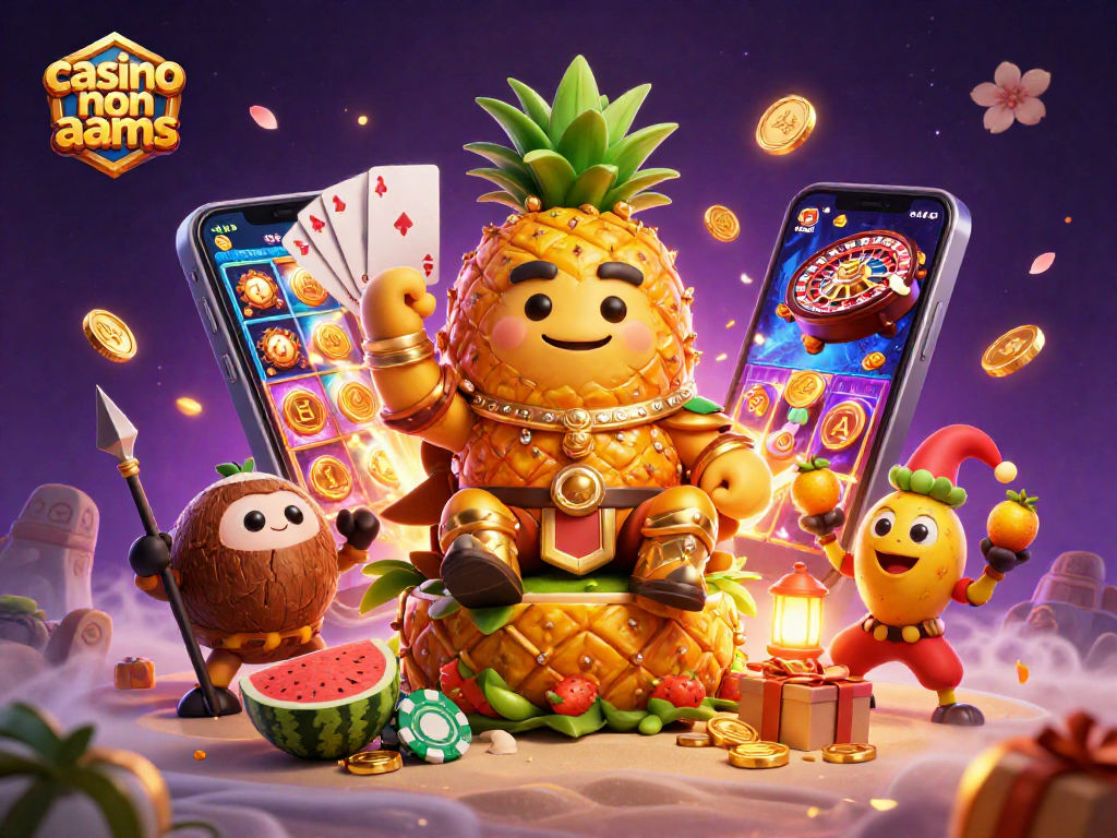 Gioca in un casino non AAMS mentre il re ananas d'oro e i suoi scudieri proteggono il divertimento.