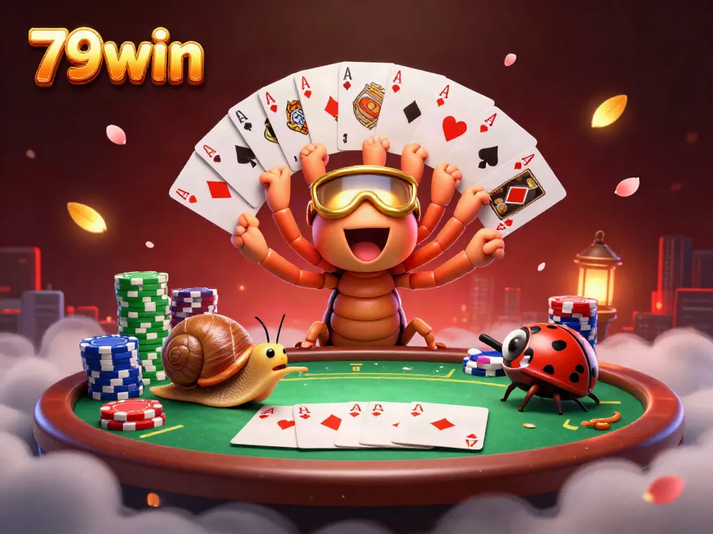 Experience the excitement of 79win with a dynamic millipede dealer and vibrant poker elements.