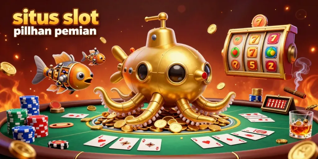 Gambaran situs slot pilihan pemain dengan mesin slot modern di sekelilingnya.