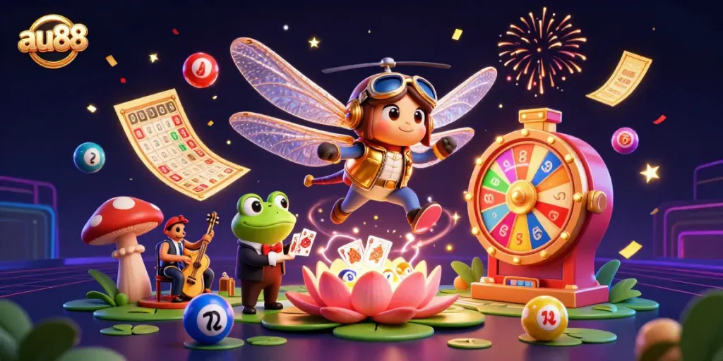 Experience the excitement at au88 with vibrant characters enjoying a dynamic casino scene.