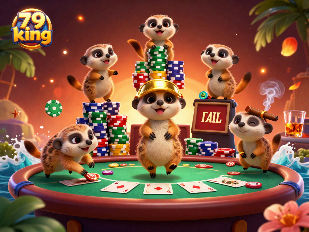 Experience the thrill at 79 king as meerkats deal poker with vibrant chips and lively atmosphere.