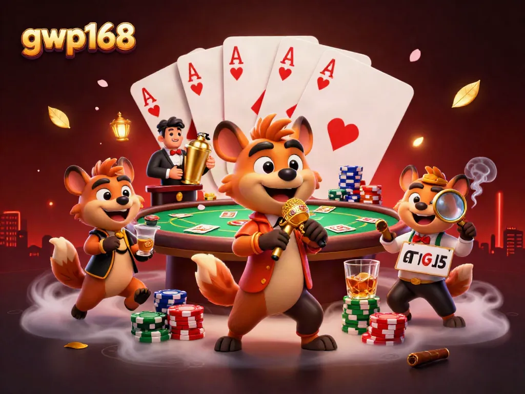 Gambarkan keseruan bermain di gwp168 dengan pengunjung menghibur, minuman berkilau, dan suasana casino yang hidup.