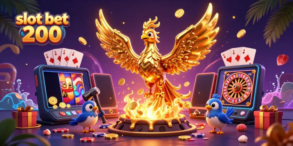 Experience slot bet 200 excitement with a golden phoenix and dynamic gaming elements in action.