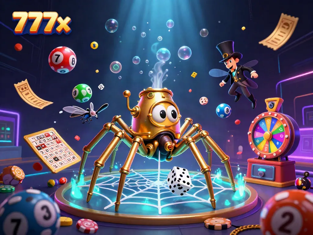 Engage with exciting gaming moments at 777x while navigating colorful lottery balls and vibrant prizes.