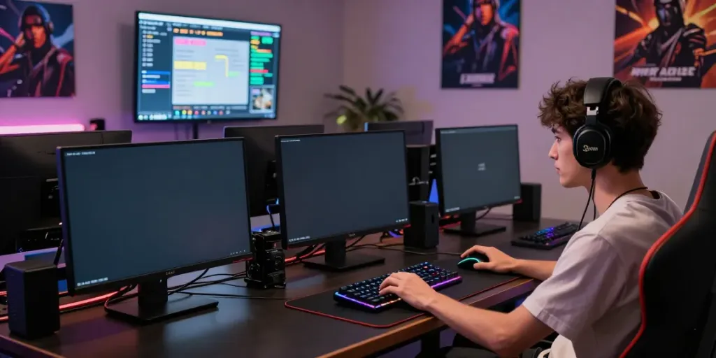Engaged player in a singatoto gaming setup with real-time analytics.