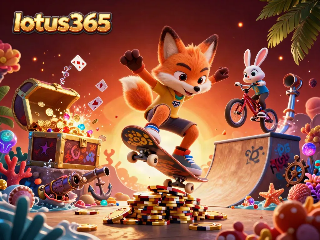 Experience vibrant betting action with lotus365, featuring dynamic sports and casino characters in a rich illustration.