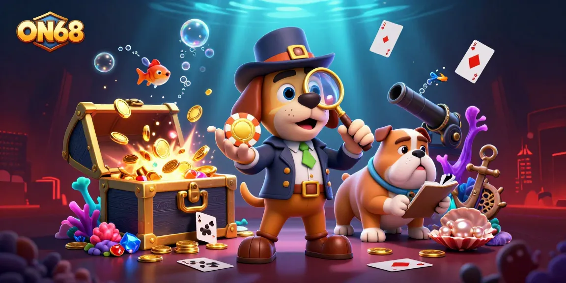 Engage with ON68 by discovering treasure clues in a vibrant casino-themed scene.