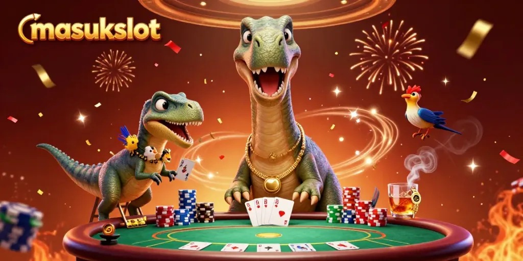 Jelajahi dunia masukkan slot melalui 3D brontosaurus dan raptor dalam kasino yang penuh kemeriahan.