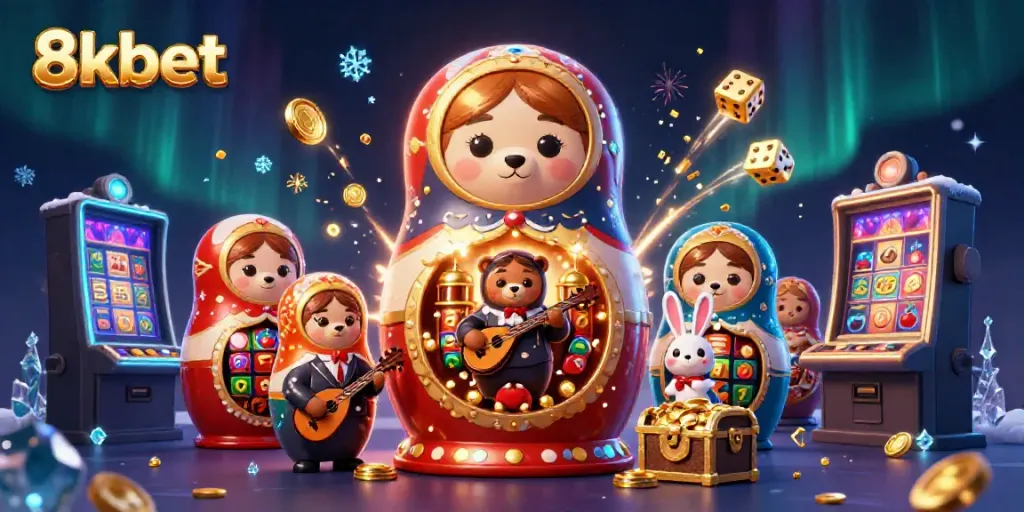 Experience thrilling gameplay with 8kbet's vibrant casino elements and charming characters in a dynamic scene