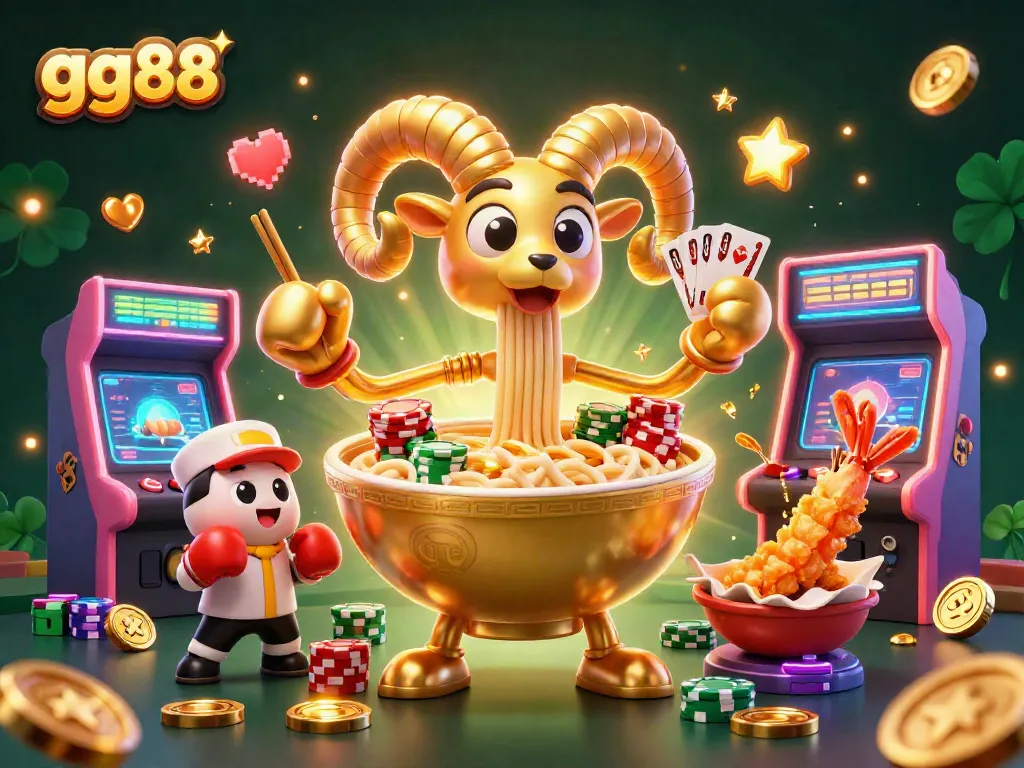 Engage with gg88's lively casino-themed illustration featuring vibrant characters and interactive elements.