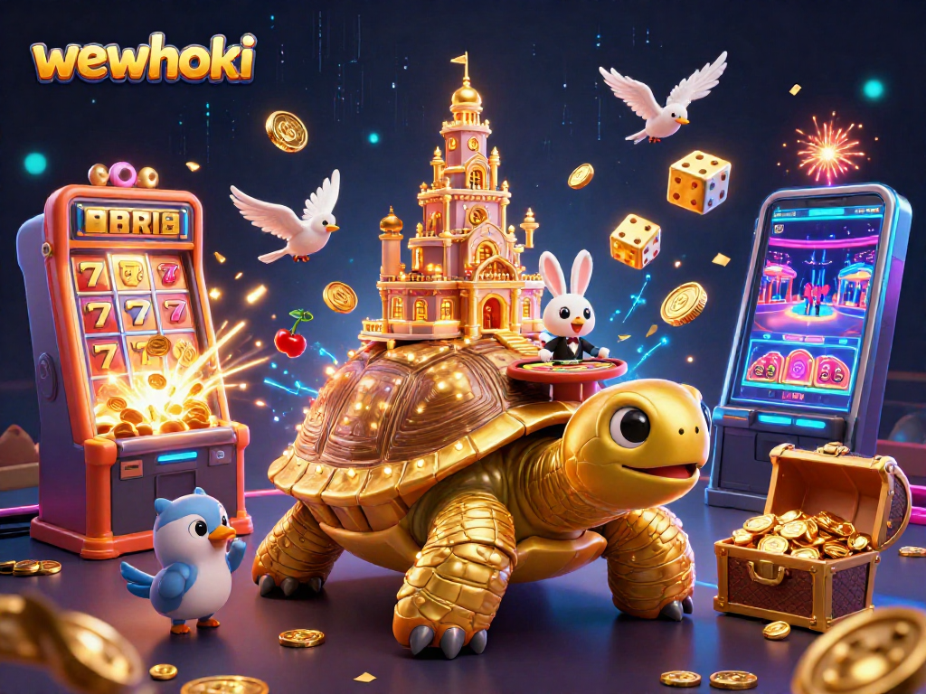 WEWHOKI menghadirkan keseruan dengan tortoise emas dan dealer kelinci di kasino mini.