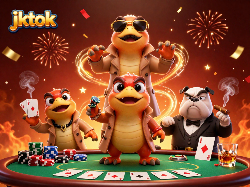 Menggali hadiah besar dengan jktok di kasino online, raptor kartun lucu berpura-pura sebagai pemain.