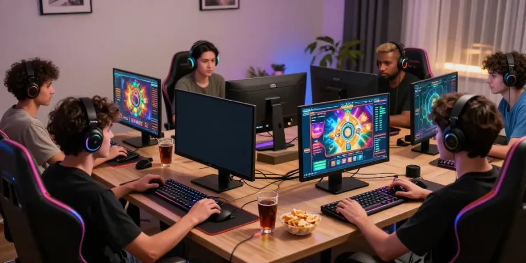 Players enjoying an immersive experience on bro138 online gaming platform, showcasing vibrant slot games.