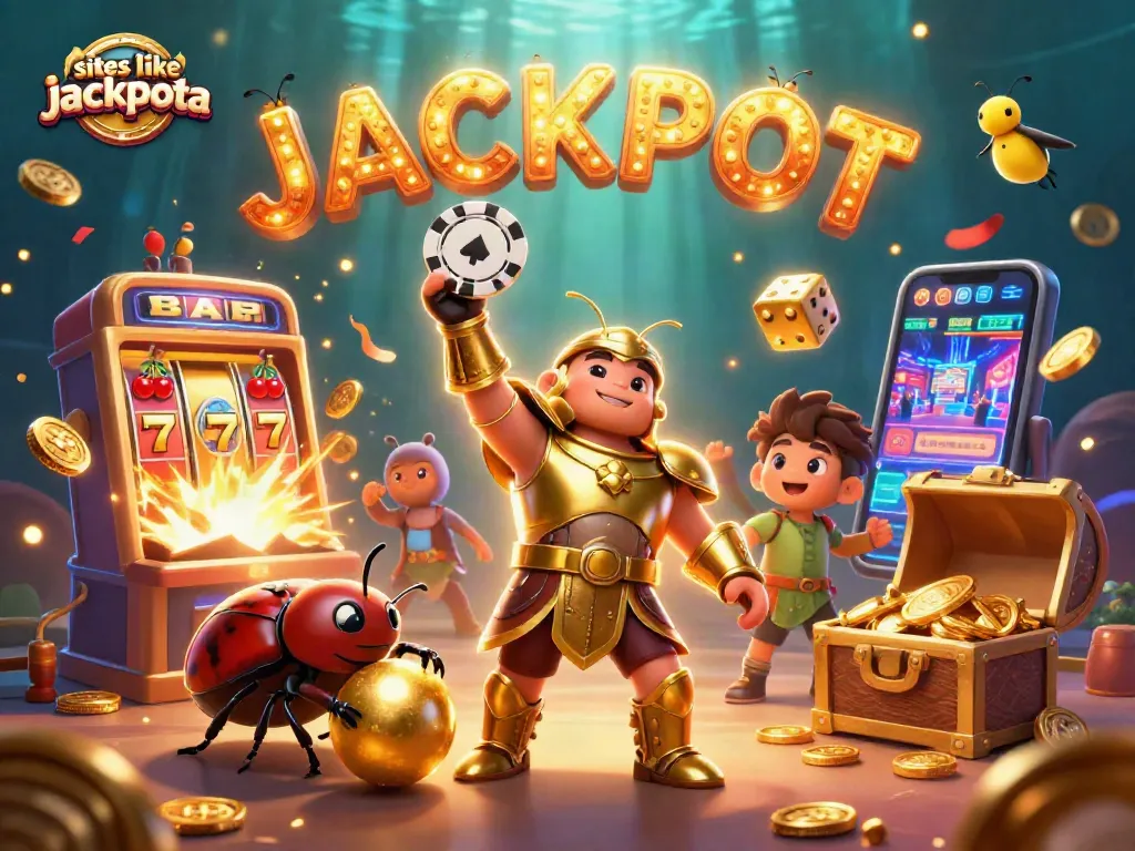 Experience excitement with sites like jackpota, featuring vibrant characters and jackpot casino elements.