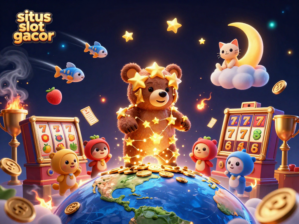 Experience winning thrills on situs slot gacor with vibrant slot symbols and animated 3D characters.