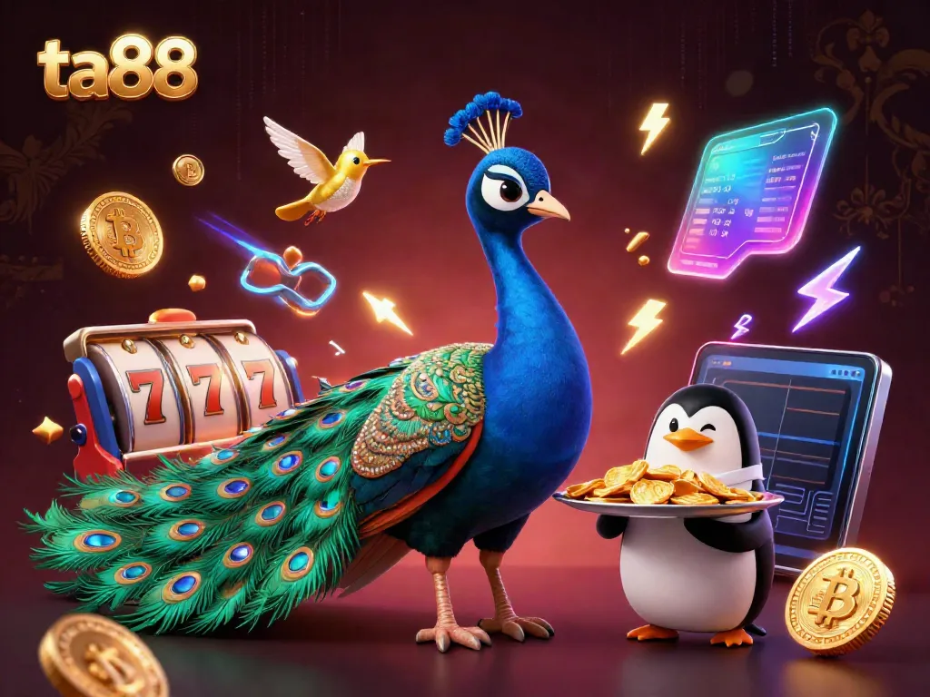 Experience the excitement of ta88 with colorful slots and charming characters in a vibrant casino scene.