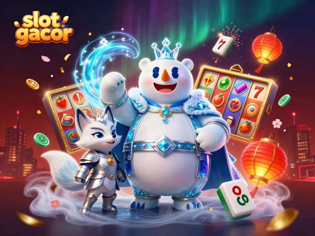Experience slot gacor magic with roaming jackpot symbols and enchanting characters in a vibrant scene.
