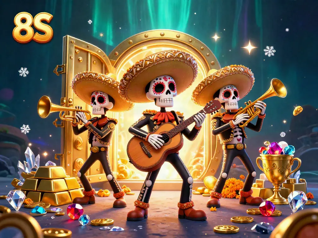 Experience the thrilling allure of 8S gameplay with vibrant characters and gold, jewels, and prizes.