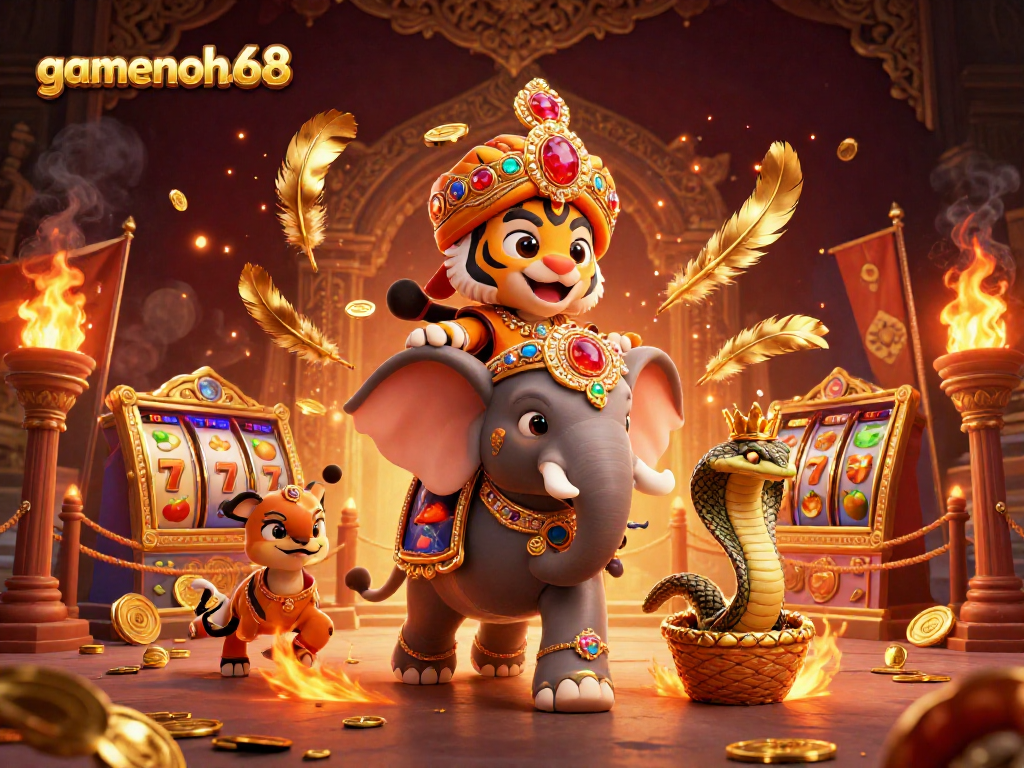 Join the fun at gamenohu68 with an exciting casino scene showcasing vibrant characters and elements!