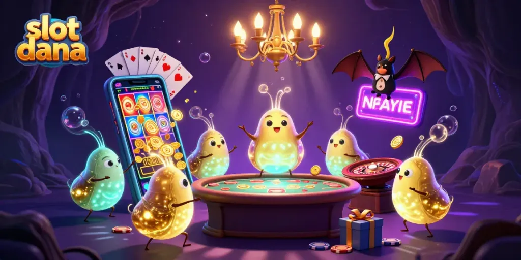 Menangkan slot dana dengan beragam permainan di kasino online yang dipenuhi cahaya warna-warni.
