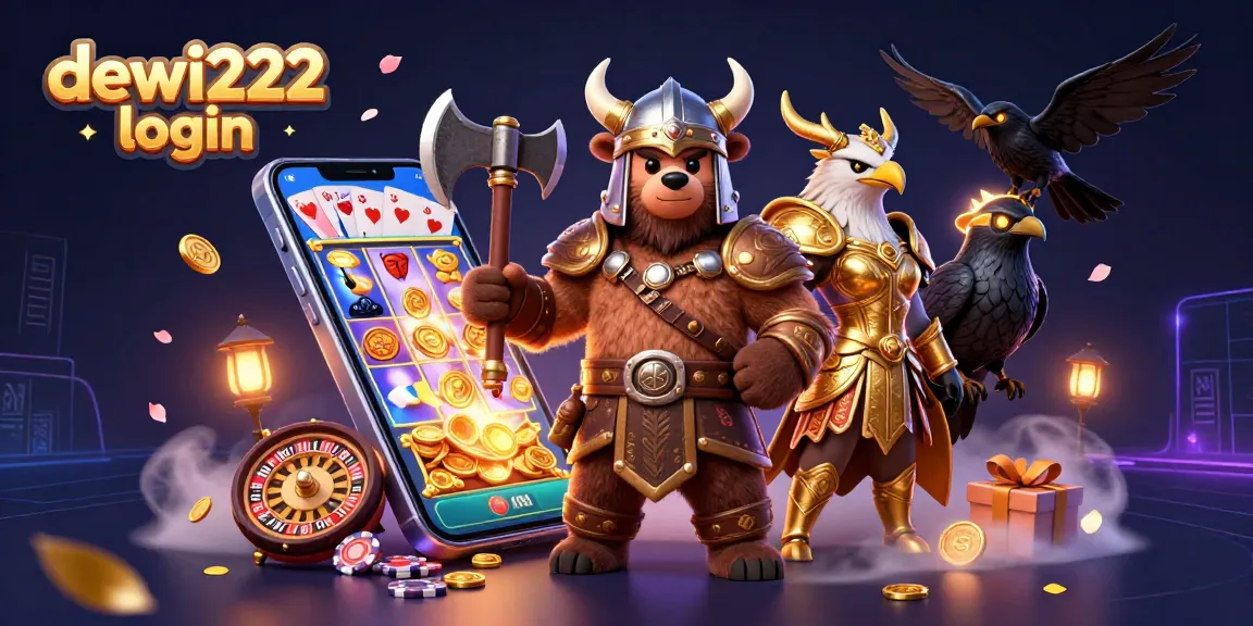 Experience the thrilling excitement of dewi222 login with a Viking bear and Valkyrie eagle in stunning 3D illustration.