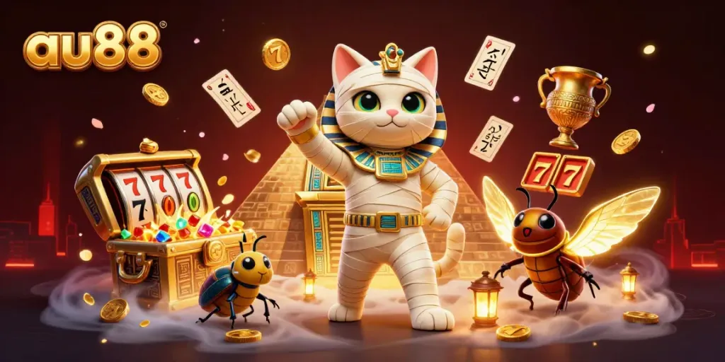 Experience the excitement of au88 with vibrant casino elements and a dynamic Egyptian theme.