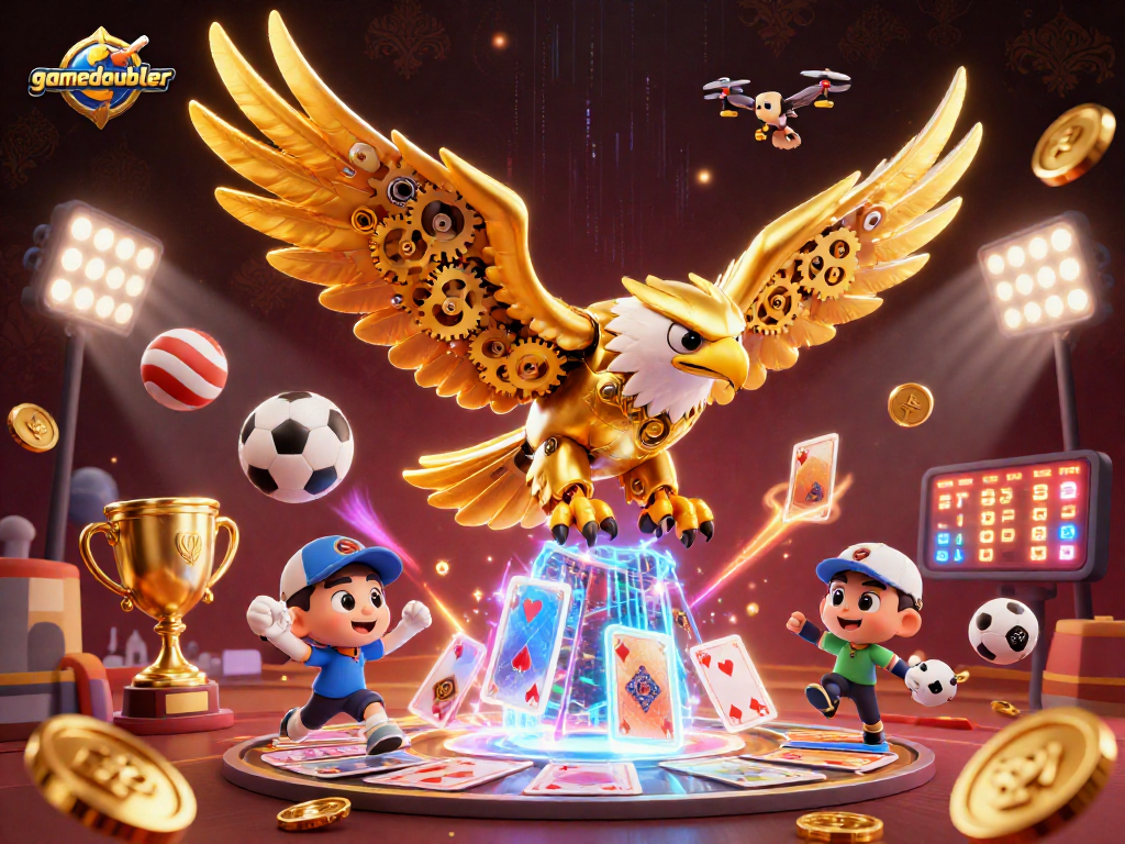 Experience exciting gameplay at gamedoubler with dynamic flying sports balls and engaging 3D casino elements.