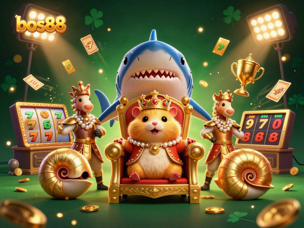 Imersi dalam dunia bos88 slot dengan raja hamster emas dan penjaga kuda laut mewah.