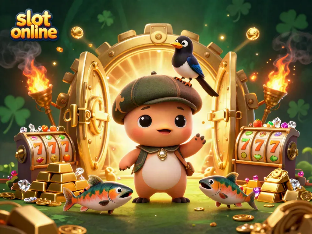 Spin the reels with slot online in a treasure-filled scene featuring a cute Nessie and her friends.