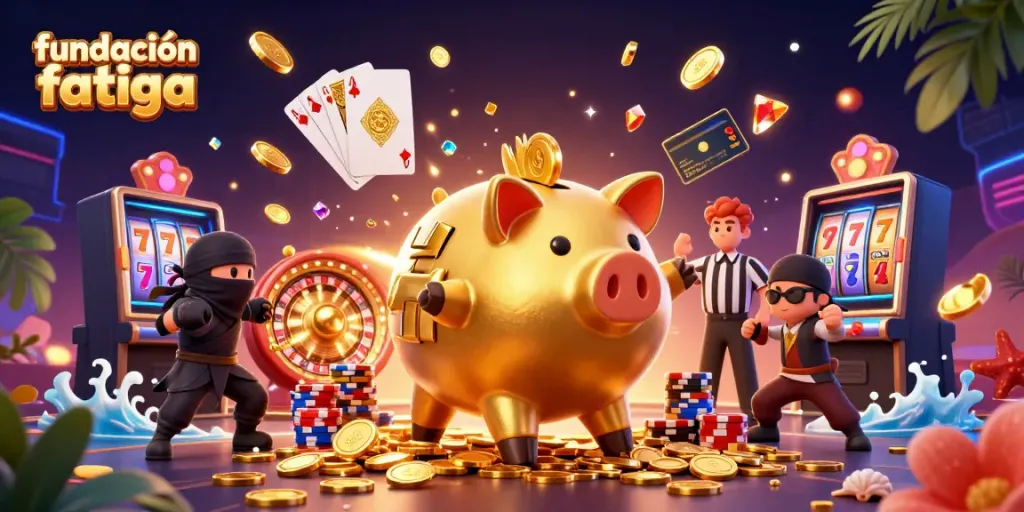 Fundacionfatiga promotes winning strategies with animated piggy bank in a casino theme