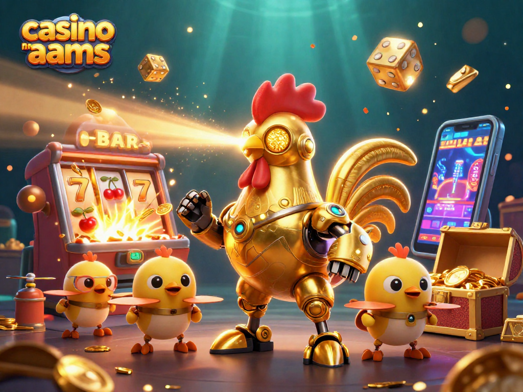 Giocando nei casinò non AAMS, il gallo robotico d'oro guida i droni tra jackpot e vincite.